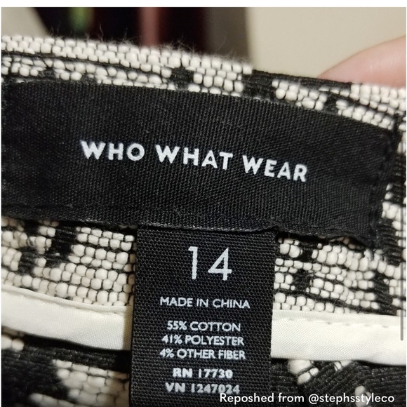 NEWWho What Wear Black & White Embroidered Shorts SZ 14 - Picture 5 of 5